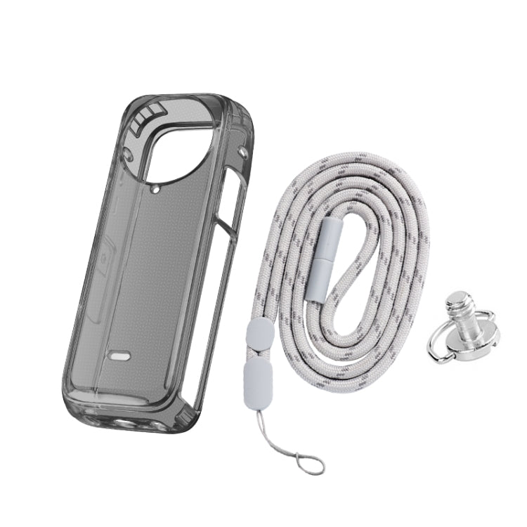 For Insta360 X4 Clear 1.5mm Soft TPU Protective Case With Neck Strap(Clear Black) by bashfashion