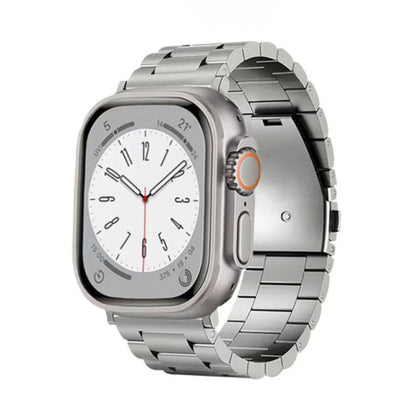 For Apple Watch Series 3 42mm 3-Bead Flat Buckle Titanium Alloy Watch Band(Silver) by bashfashion