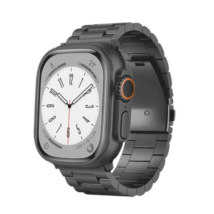 For Apple Watch SE 2023 40mm 3-Bead Flat Buckle Titanium Alloy Watch Band(Grey) by bashfashion