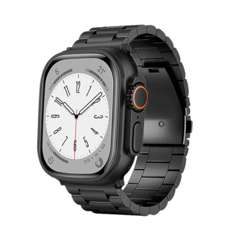 For Apple Watch Series 5 40mm 3-Bead Flat Buckle Titanium Alloy Watch Band(Black) by bashfashion