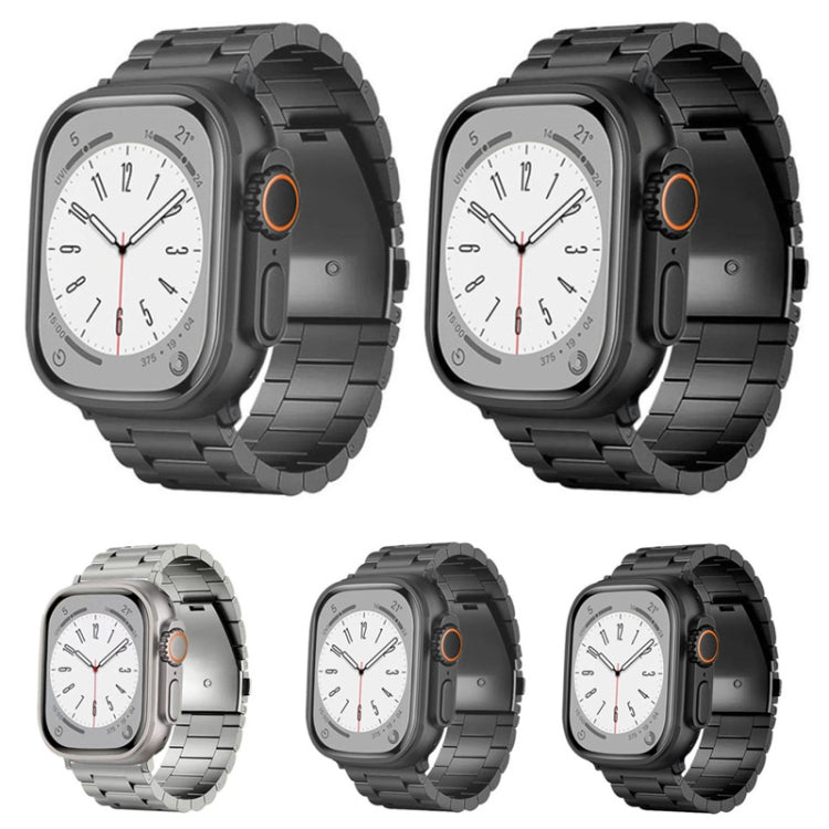 For Apple Watch Series 8 45mm 3-Bead Flat Buckle Titanium Alloy Watch Band(Grey) by bashfashion