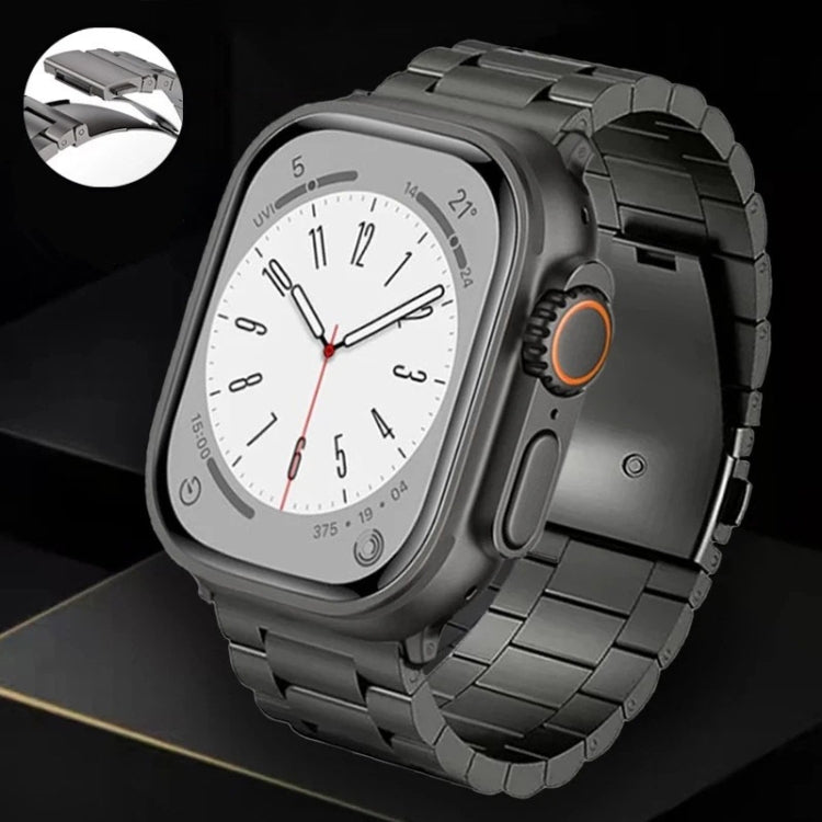 For Apple Watch Series 9 41mm 3-Bead Flat Buckle Titanium Alloy Watch Band(Grey) by bashfashion