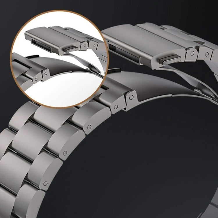 For Apple Watch Series 8 41mm 3-Bead Flat Buckle Titanium Alloy Watch Band(Silver) by bashfashion