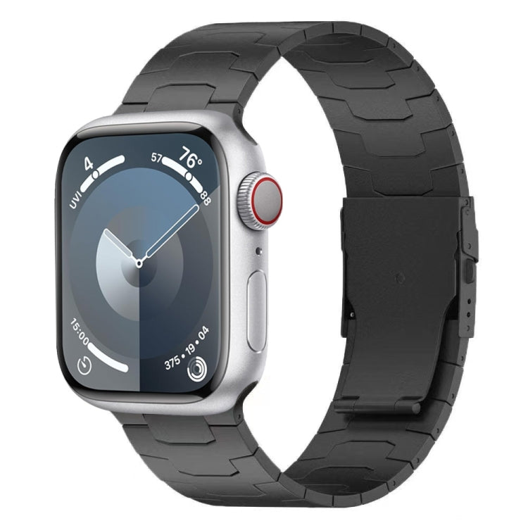 For Apple Watch Series 9 45mm 26mm Oracle Safety Buckle Titanium Alloy Watch Band(Black) by bashfashion