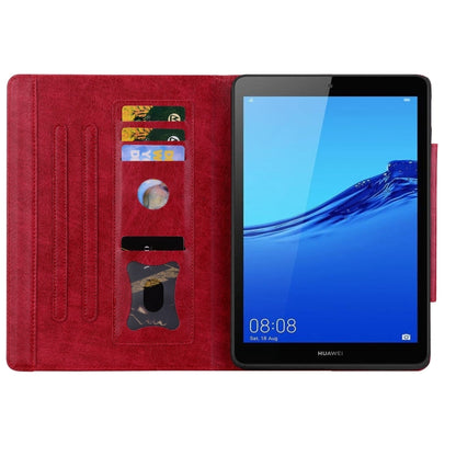 For Huawei MediaPad M5 Lite 8.0 inch Cat Buckle Leather Smart Tablet Case(Red) by bashfashion