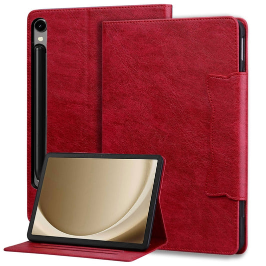 For Samsung Galaxy Tab S11/S10 Lite/S9 FE/S9/S8 Cat Buckle Leather Smart Tablet Case(Red) by bashfashion