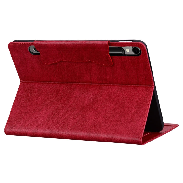 For Samsung Galaxy Tab S11/S10 Lite/S9 FE/S9/S8 Cat Buckle Leather Smart Tablet Case(Red) by bashfashion