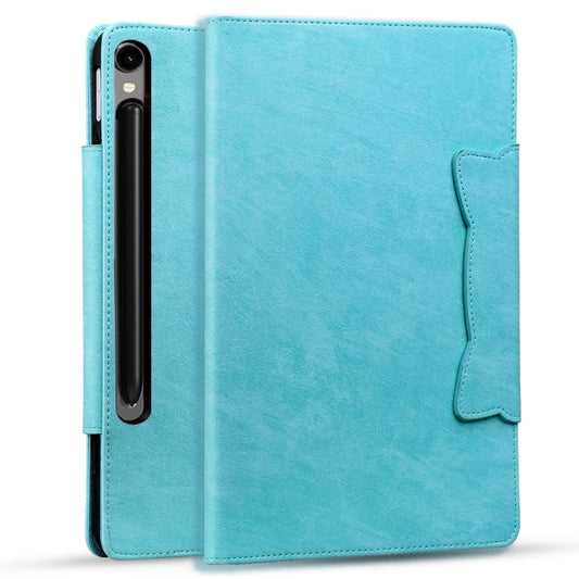 For Samsung Galaxy Tab S9+ / S8+ / S7+ Cat Buckle Leather Smart Tablet Case(Sky Blue) by bashfashion