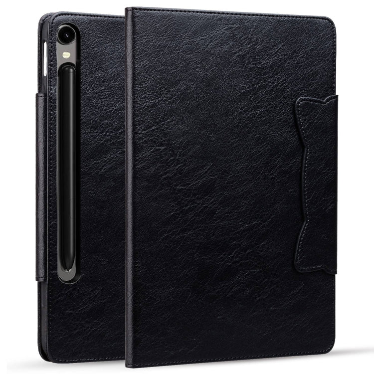 For Samsung Galaxy Tab S9+ / S8+ / S7+ Cat Buckle Leather Smart Tablet Case(Black) by bashfashion