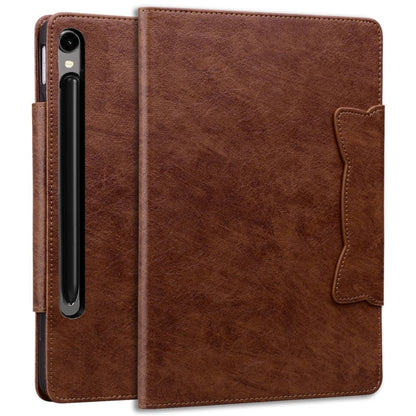 For Samsung Galaxy Tab S9+ / S8+ / S7+ Cat Buckle Leather Smart Tablet Case(Brown) by bashfashion