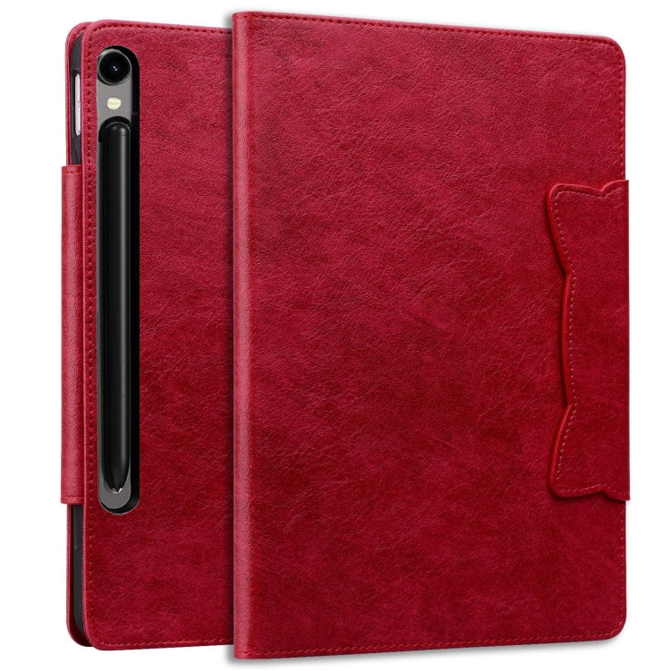 For Samsung Galaxy Tab S9+ / S8+ / S7+ Cat Buckle Leather Smart Tablet Case(Red) by bashfashion