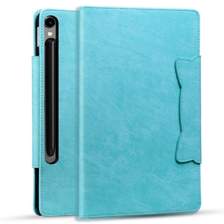 For Samsung Galaxy Tab S10 FE+ Cat Buckle Leather Tablet Case(Sky Blue) by bashfashion