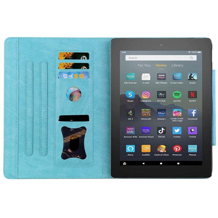 For Amazon Kindle Fire HD 10 2023 / 2021 Cat Buckle Leather Smart Tablet Case(Sky Blue) by bashfashion