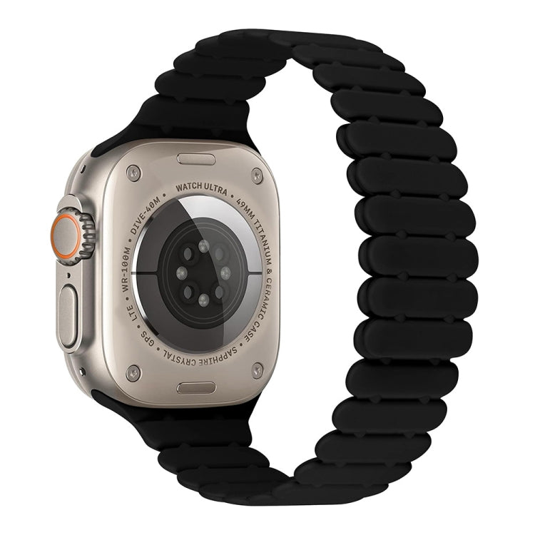 For Apple Watch Ultra 2 49mm Bamboo Magnetic Silicone Watch Band(Black) by bashfashion