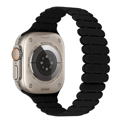 For Apple Watch Ultra 2 49mm Bamboo Magnetic Silicone Watch Band(Black) by bashfashion