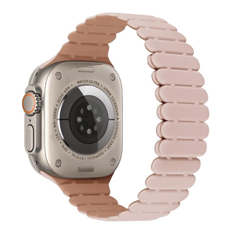 For Apple Watch Ultra 2 49mm Bamboo Magnetic Silicone Watch Band(Pink Rose Grey) by bashfashion