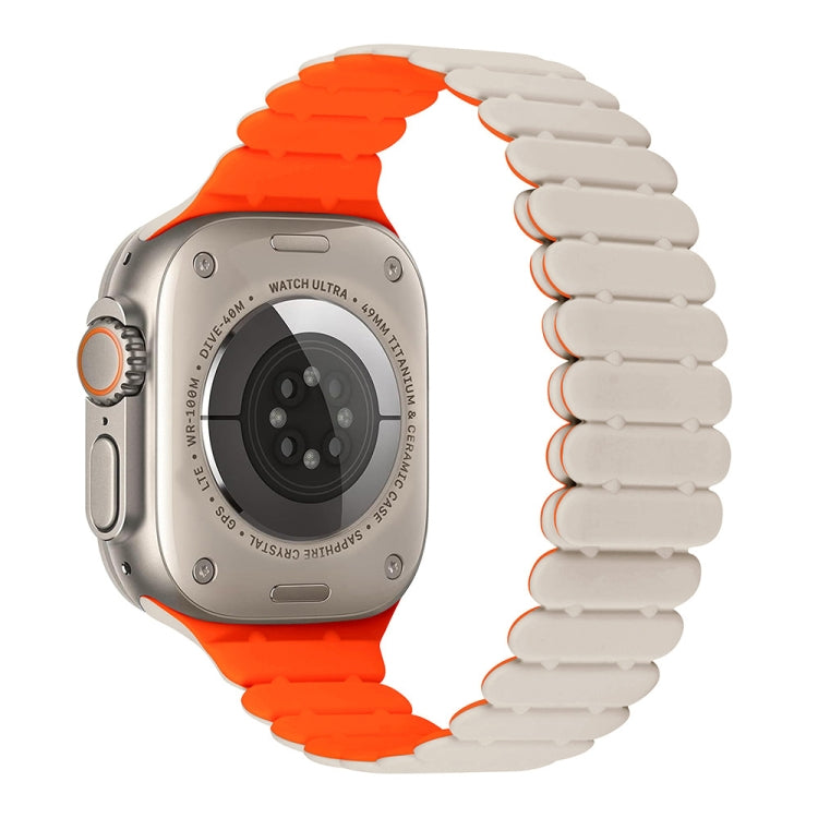 For Apple Watch Ultra 2 49mm Bamboo Magnetic Silicone Watch Band(Starlight Orange) by bashfashion