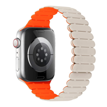 For Apple Watch Series 9 45mm Bamboo Magnetic Silicone Watch Band(Starlight Orange) by bashfashion