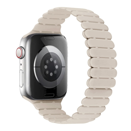 For Apple Watch Series 9 41mm Bamboo Magnetic Silicone Watch Band(Starlight) by bashfashion