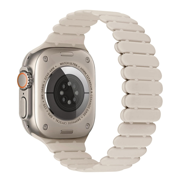 For Apple Watch Ultra 49mm Bamboo Magnetic Silicone Watch Band(Starlight) by bashfashion