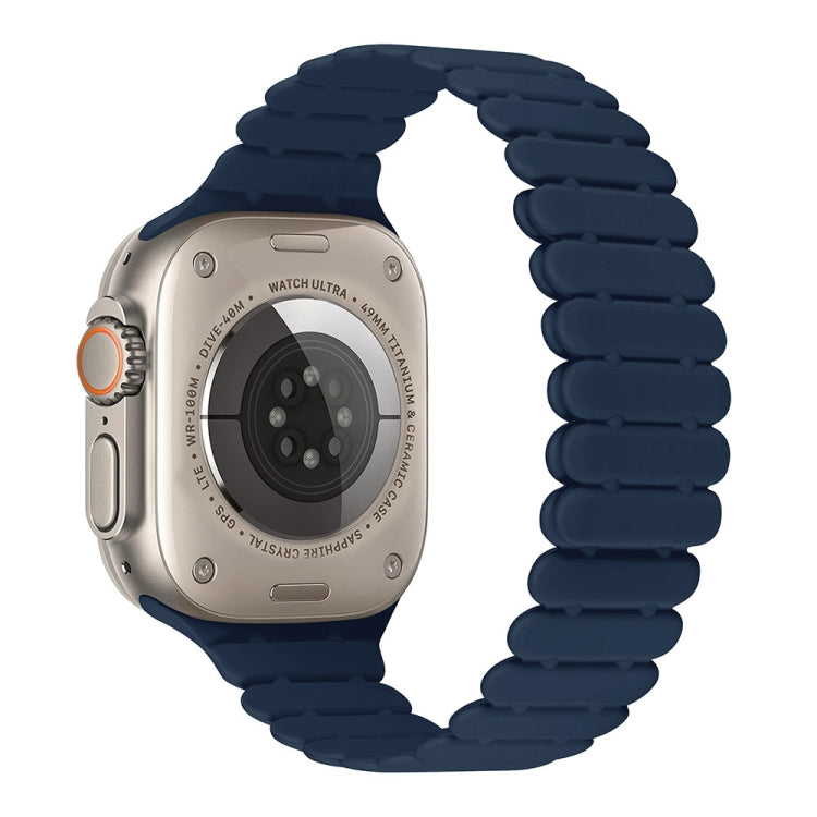 For Apple Watch Ultra 49mm Bamboo Magnetic Silicone Watch Band(Midnight Blue) by bashfashion