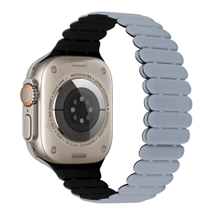 For Apple Watch Ultra 49mm Bamboo Magnetic Silicone Watch Band(Grey Black) by bashfashion