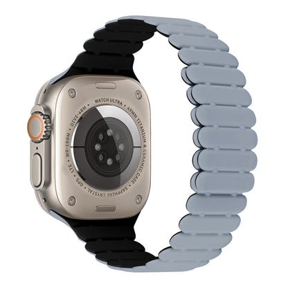 For Apple Watch Ultra 49mm Bamboo Magnetic Silicone Watch Band(Grey Black) by bashfashion