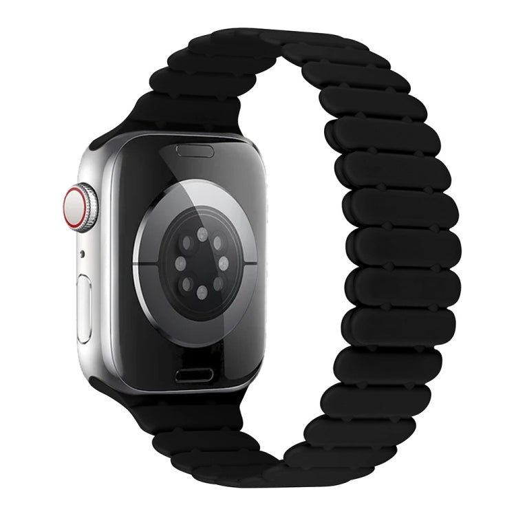 For Apple Watch Series 8 41mm Bamboo Magnetic Silicone Watch Band(Black) by bashfashion
