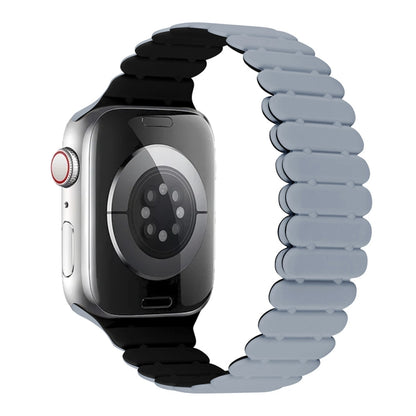 For Apple Watch SE 2022 40mm Bamboo Magnetic Silicone Watch Band(Grey Black) by bashfashion