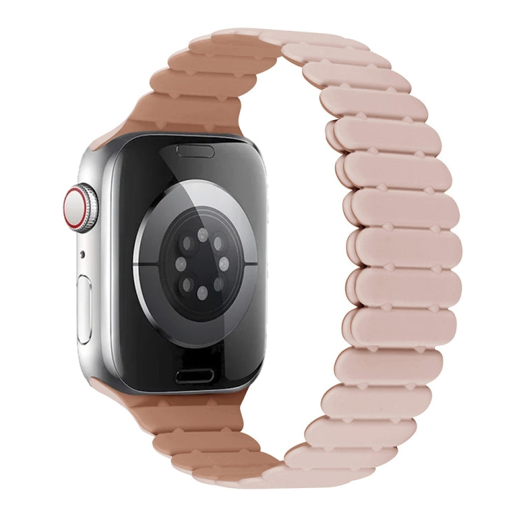 For Apple Watch Series 7 45mm Bamboo Magnetic Silicone Watch Band(Pink Rose Grey) by bashfashion