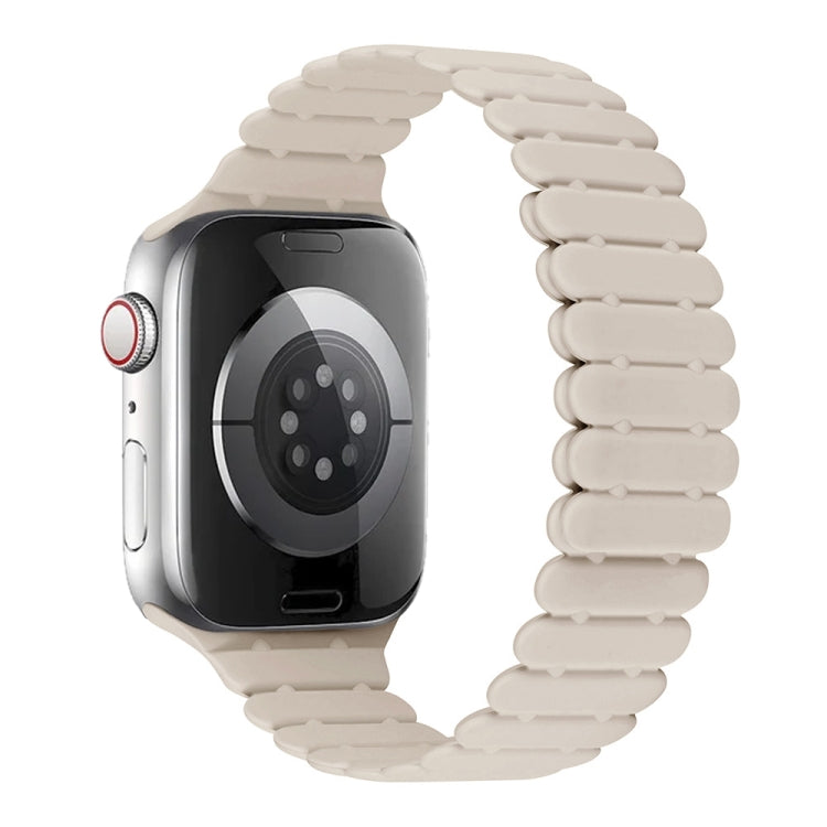 For Apple Watch Series 6 44mm Bamboo Magnetic Silicone Watch Band(Starlight) by bashfashion