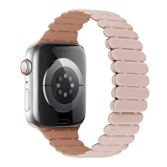 For Apple Watch Series 5 44mm Bamboo Magnetic Silicone Watch Band(Pink Rose Grey) by bashfashion