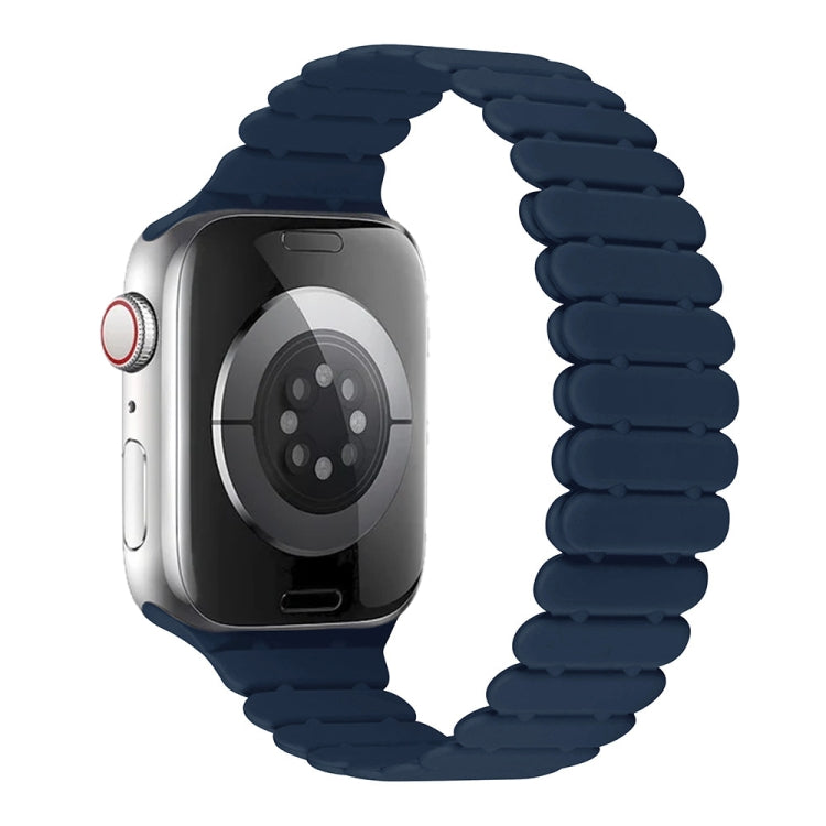 For Apple Watch Series 10 46mm Bamboo Magnetic Silicone Watch Band(Midnight Blue) by bashfashion