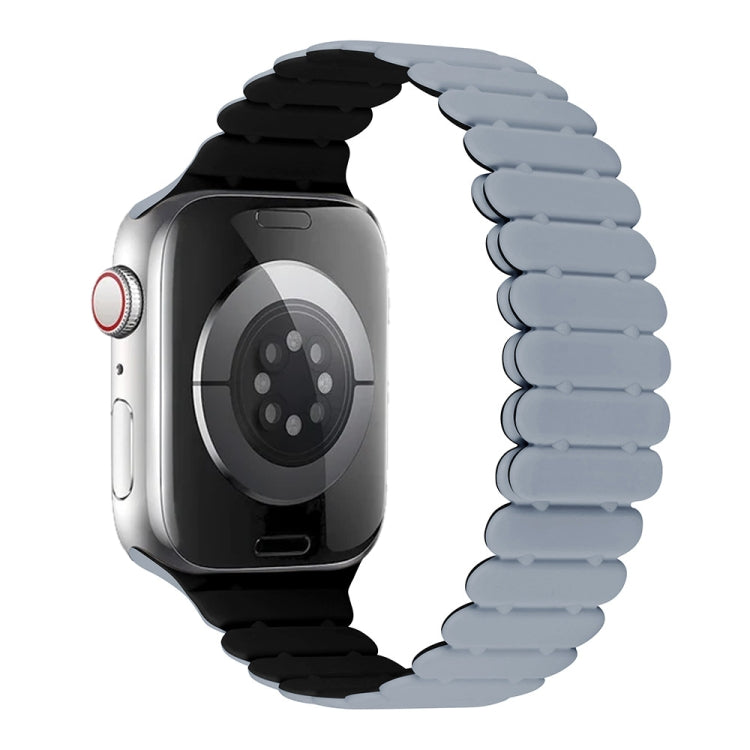 For Apple Watch Series 10 46mm Bamboo Magnetic Silicone Watch Band(Grey Black) by bashfashion