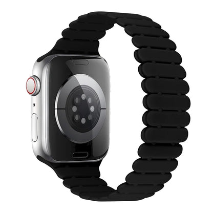 For Apple Watch Series 10 42mm Bamboo Magnetic Silicone Watch Band(Black) by bashfashion
