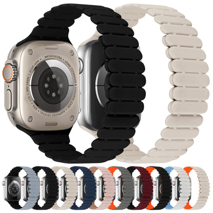 For Apple Watch Series 10 42mm Bamboo Magnetic Silicone Watch Band(Black) by bashfashion