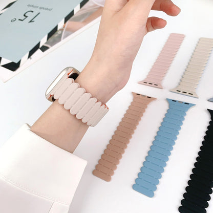 For Apple Watch Series 7 41mm Bamboo Magnetic Silicone Watch Band(Starlight Orange) by bashfashion