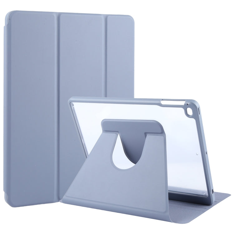 For iPad 9.7 2018 & 2017 / Air / Air2 GEBEI Acrylic TPU 3-folding Rotating Smart Tablet Leather Case withh Pen Slot(Light Purple) by GEBEI