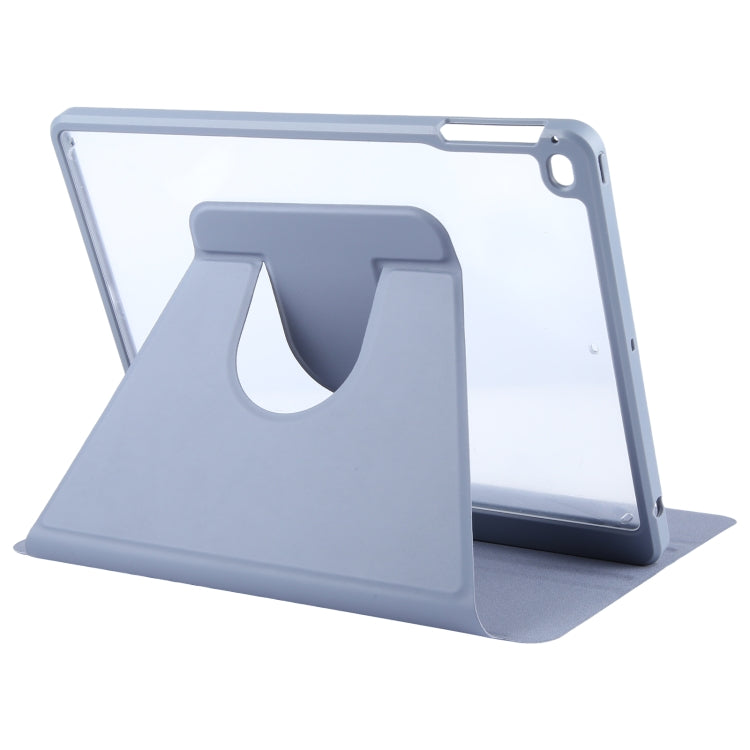 For iPad 9.7 2018 & 2017 / Air / Air2 GEBEI Acrylic TPU 3-folding Rotating Smart Tablet Leather Case withh Pen Slot(Light Purple) by GEBEI