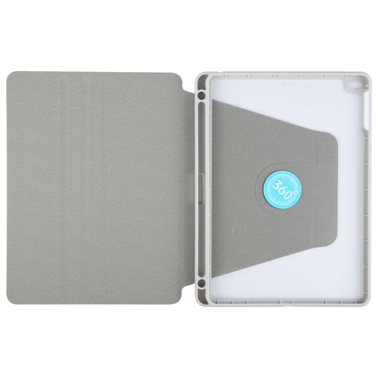 For iPad 9.7 2018 & 2017 / Air / Air2 GEBEI Acrylic TPU 3-folding Rotating Smart Tablet Leather Case withh Pen Slot(Grey) by GEBEI