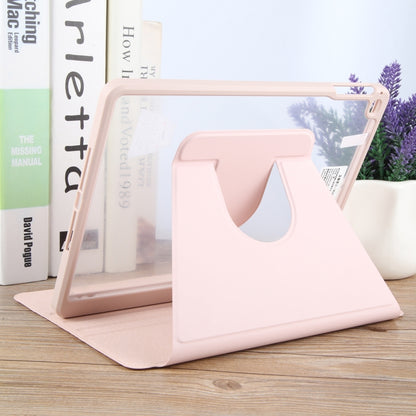 For iPad 9.7 2018 & 2017 / Air / Air2 GEBEI Acrylic TPU 3-folding Rotating Smart Tablet Leather Case withh Pen Slot(Pink) by GEBEI
