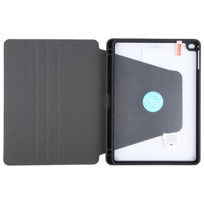 For iPad 9.7 2018 & 2017 / Air / Air2 GEBEI Acrylic TPU 3-folding Rotating Smart Tablet Leather Case withh Pen Slot(Black) by GEBEI