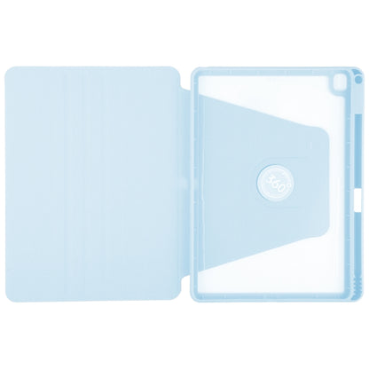 For iPad 10.2 2021 / 2020 / 2019 / Air 3 GEBEI Acrylic TPU 3-folding Rotating Smart Tablet Leather Case withh Pen Slot(Sky Blue) by GEBEI
