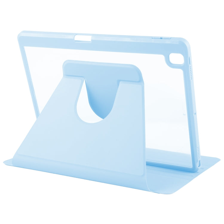 For iPad 10.2 2021 / 2020 / 2019 / Air 3 GEBEI Acrylic TPU 3-folding Rotating Smart Tablet Leather Case withh Pen Slot(Sky Blue) by GEBEI