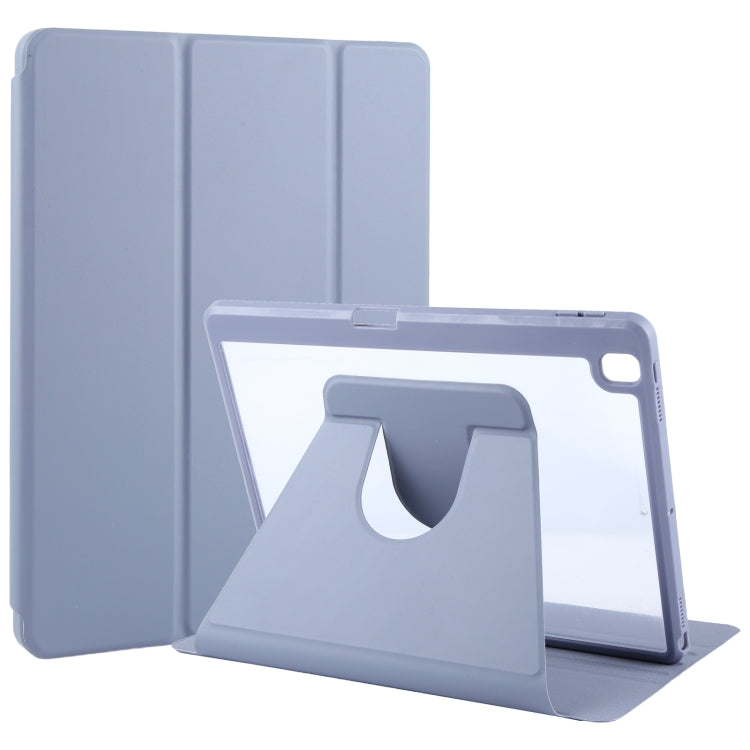 For iPad 10.2 2021 / 2020 / 2019 / Air 3 GEBEI Acrylic TPU 3-folding Rotating Smart Tablet Leather Case withh Pen Slot(Light Purple) by GEBEI
