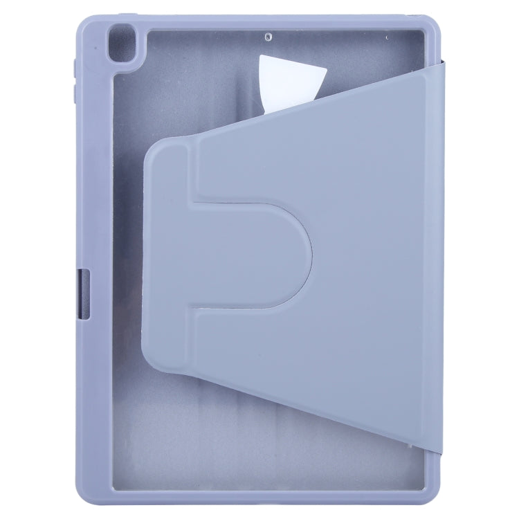 For iPad 10.2 2021 / 2020 / 2019 / Air 3 GEBEI Acrylic TPU 3-folding Rotating Smart Tablet Leather Case withh Pen Slot(Light Purple) by GEBEI