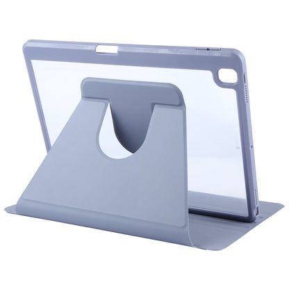For iPad 10.2 2021 / 2020 / 2019 / Air 3 GEBEI Acrylic TPU 3-folding Rotating Smart Tablet Leather Case withh Pen Slot(Light Purple) by GEBEI