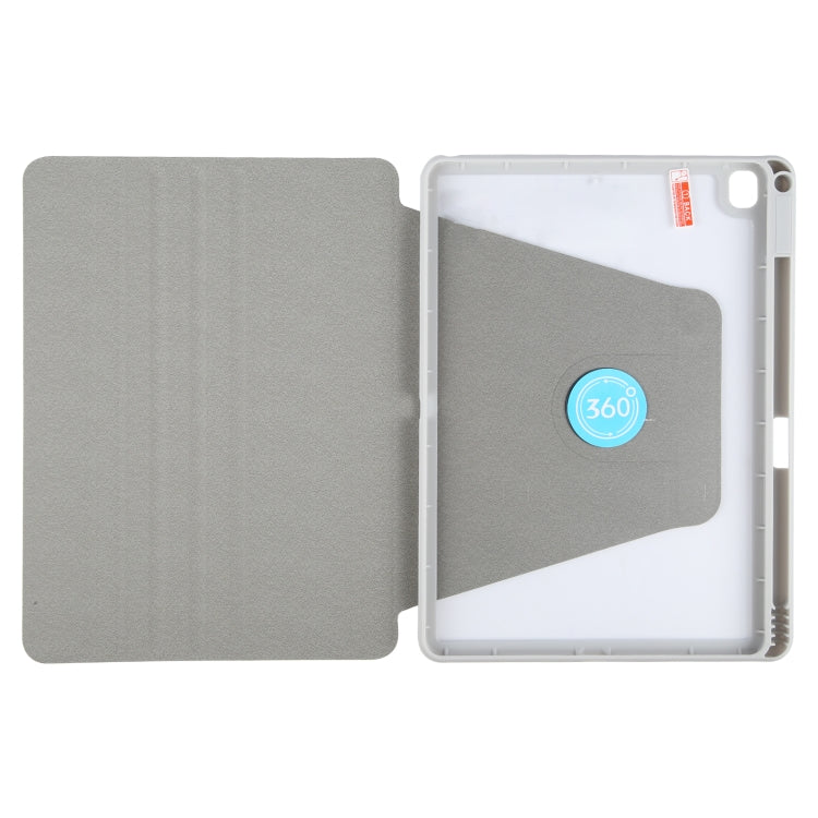 For iPad 10.2 2021 / 2020 / 2019 / Air 3 GEBEI Acrylic TPU 3-folding Rotating Smart Tablet Leather Case withh Pen Slot(Grey) by GEBEI