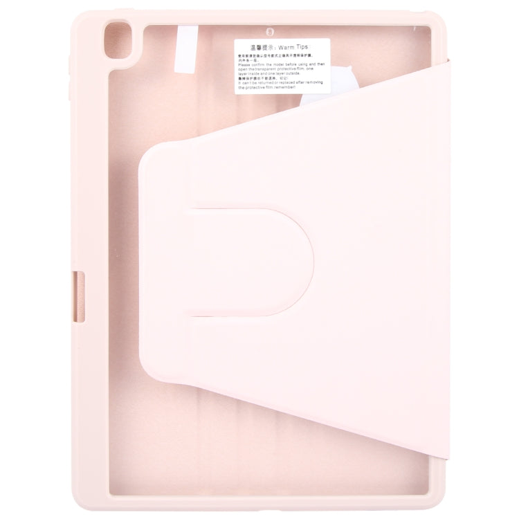 For iPad 10.2 2021 / 2020 / 2019 / Air 3 GEBEI Acrylic TPU 3-folding Rotating Smart Tablet Leather Case withh Pen Slot(Pink) by GEBEI