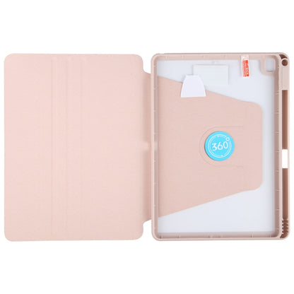 For iPad 10.2 2021 / 2020 / 2019 / Air 3 GEBEI Acrylic TPU 3-folding Rotating Smart Tablet Leather Case withh Pen Slot(Pink) by GEBEI